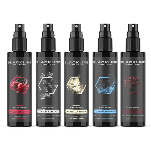 BLACKLINE 8oz Car Air Freshener - Lasts 1-2 days, Made For Daily Use. Choose from Dark Ice, Ocean Breeze, Mahogany Teakwood, or Sour Cherry scents.